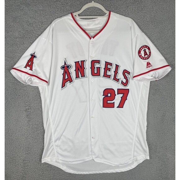 Majestic Authentic Jersey Mike Trout #27 Los Angeles Angels Mens XL 48 White - Picture 1 of 7